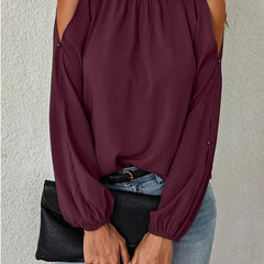 Sexy Off Shoulder Women's Blouse 2023 Spring Autumn Long Sleeve Casual Loose Shirt Black Green Tops Office Ladies Blouses