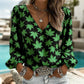 Women's V Neck Puff Sleeve Blouse Chic Blue Hydrangea Floral Print Lightweight Flowy Casual Top Breathable Vacation Office Shirt