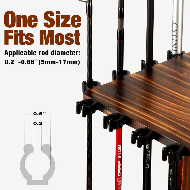 Fishing Rod Holders for Garage 360 Degree Rotating Fishing Pole Rack, Floor Stand Holds up to 16 Rods