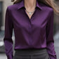 2025 New Women's Long-sleeved Shirt 10 Color Lapel Satin Button Cardigan Office Commuting Elegant Simple Top Basic Blouses