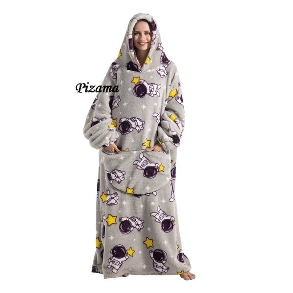Sweatshirt Women Plus Size Clothes Blue Extra Long Winter Warm Tv Blankets Wearable Sherpa Oversized Hoodies Winter Clothes