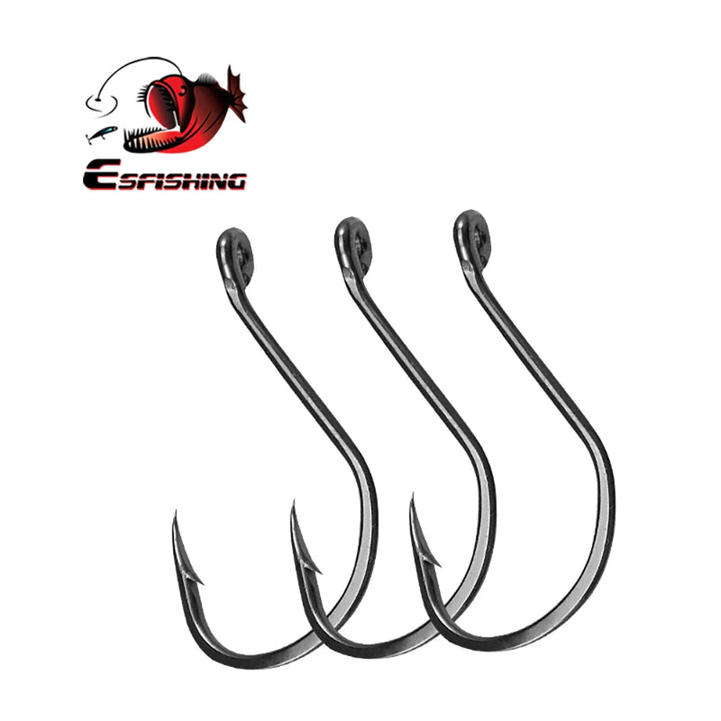 ESFISHING Fishing Hook High Carbon Steel Hooks 20PCS 1/0 2/0 3/0 4/0 High Strength Single Eye Hooks For Soft Lure