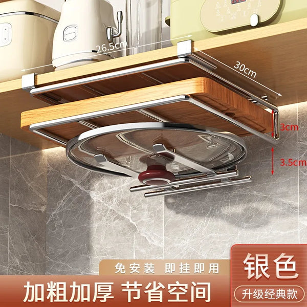 DecorBites™ Kitchen Rack: Cupboard Paper Towel Rags Hanger with Hooks