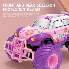Electric climbing pink pickup truck, children's anti-fall stunt remote control toy, perfect Christmas decoration and party gift