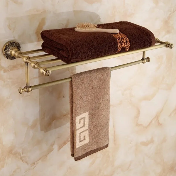 DecorBites™ Brass Bathroom Hardware Set: Shelf, Toilet Brush Holder, Paper & Towel Holder