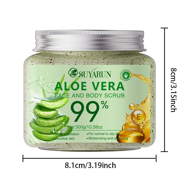SUYARUN Aloe Vera Body Scrub Exfoliator - Natural Deep Cleansing, Hydrating for Sensitive Skin, Spa Quality Soft Smooth Skin.