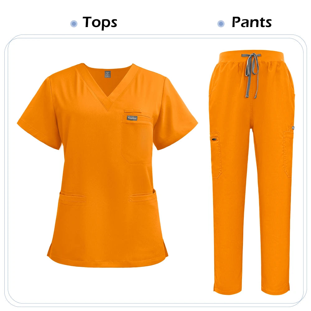 Niaahinn Scrubs Uniforms Sets Nursing High-quality Medical Uniform Wholesale Nurse Hospital Workwear Short Sleeved Top Pants Set