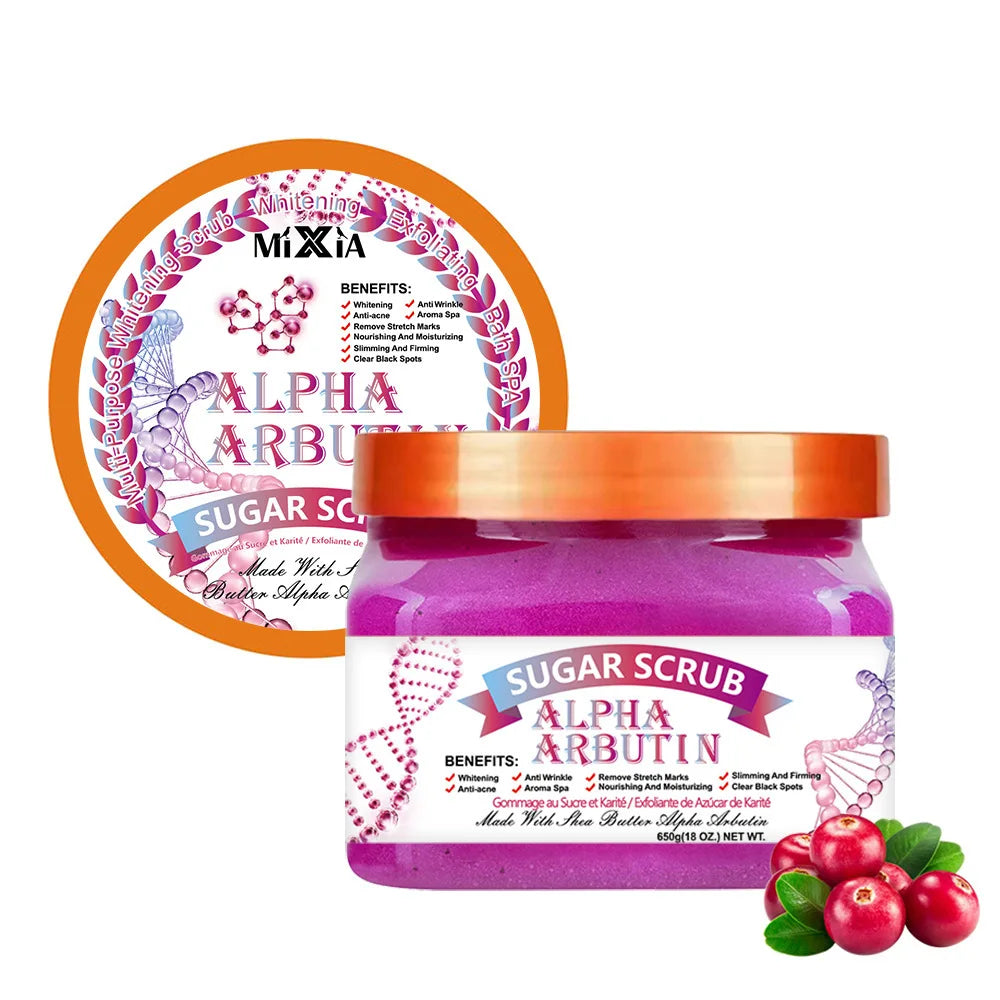 Shea Sugar Body Scrub Coconut Watermelon Rose Alpha Arbutin Hydrating And Exfoliating Scrub for Nourishing Includes Loofah Tool