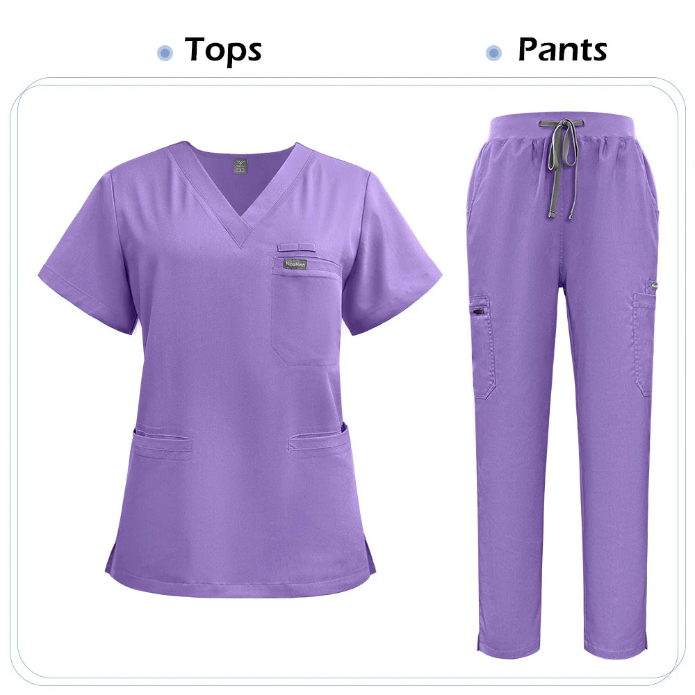 Niaahinn Scrubs Uniforms Sets Nursing High-quality Medical Uniform Wholesale Nurse Hospital Workwear Short Sleeved Top Pants Set