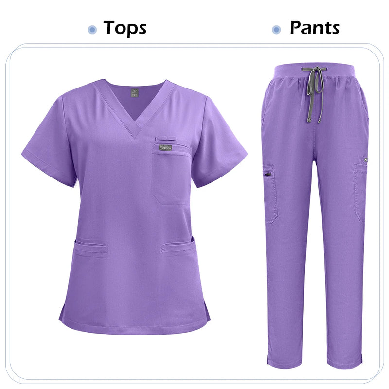 Niaahinn Scrubs Uniforms Sets Nursing High-quality Medical Uniform Wholesale Nurse Hospital Workwear Short Sleeved Top Pants Set