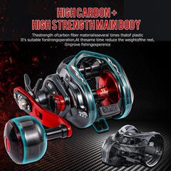 Sougayilang CDS 400 Baitcasting Reel 6.5:1 Gear Ratio 9+1 BB Carbon Fiber Body Max Drag 16KG Single Power Handle Fishing Reel