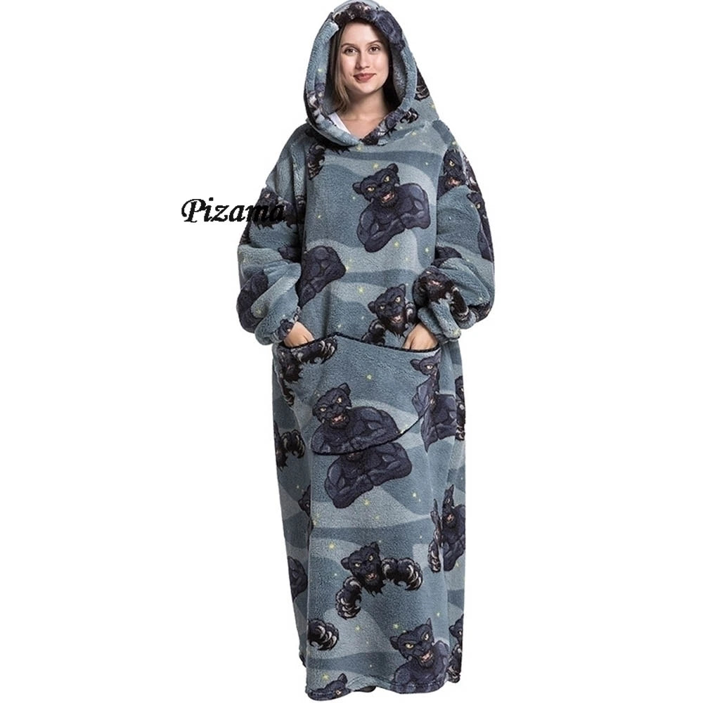 Sweatshirt Women Plus Size Clothes Blue Extra Long Winter Warm Tv Blankets Wearable Sherpa Oversized Hoodies Winter Clothes