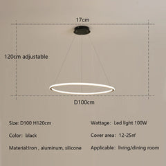 Nordic Simple Round Ring Led Chandeliers Lighting Living Dining Room Lustre Circle Pendant Lights Bedroom Hanging Lamps Fixtures