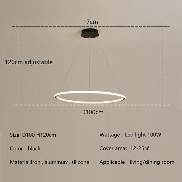 Nordic Simple Round Ring Led Chandeliers Lighting Living Dining Room Lustre Circle Pendant Lights Bedroom Hanging Lamps Fixtures