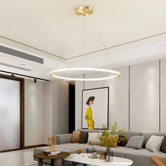 Nordic Simple Round Ring Led Chandeliers Lighting Living Dining Room Lustre Circle Pendant Lights Bedroom Hanging Lamps Fixtures