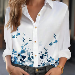 Elegant Loose Blouse Woman Fashion Temperament Long Sleeve Woman Shirt Printed Casual Woman Shirt Holiday Top