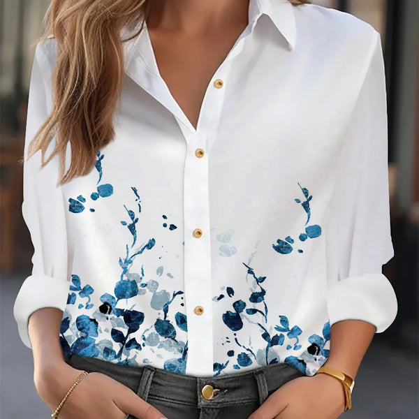 Elegant Loose Blouse Woman Fashion Temperament Long Sleeve Woman Shirt Printed Casual Woman Shirt Holiday Top
