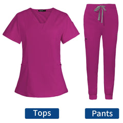 Short Sleeve Scrubs Surgical Nursing Uniforms Nurse Women V-neck Pocket Workwear Dentist Medical Uniforms Men Clinic Scrub Suit