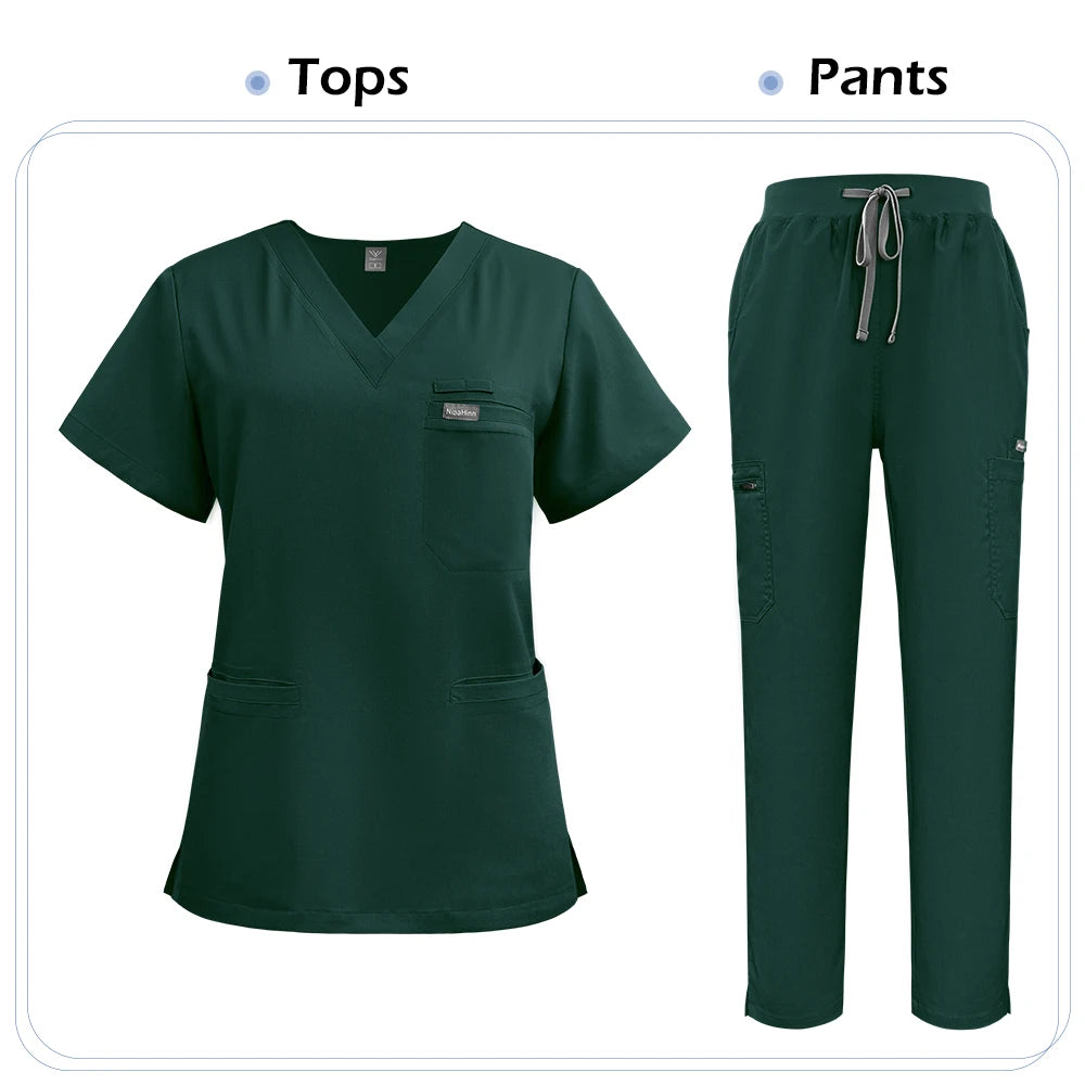 Niaahinn Scrubs Uniforms Sets Nursing High-quality Medical Uniform Wholesale Nurse Hospital Workwear Short Sleeved Top Pants Set