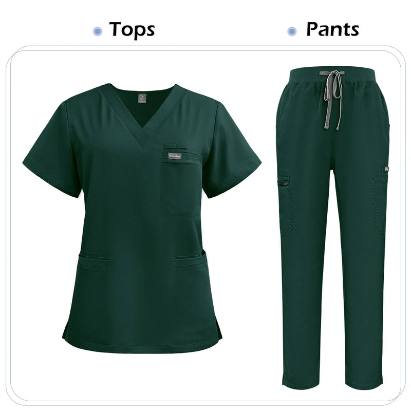 Niaahinn Scrubs Uniforms Sets Nursing High-quality Medical Uniform Wholesale Nurse Hospital Workwear Short Sleeved Top Pants Set