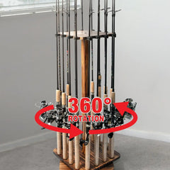 Fishing Rod Holders for Garage 360 Degree Rotating Fishing Pole Rack, Floor Stand Holds up to 16 Rods