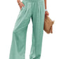 Women's casual pants with drawstring, mid waist, beach wide leg, spring and summer, European and American pants