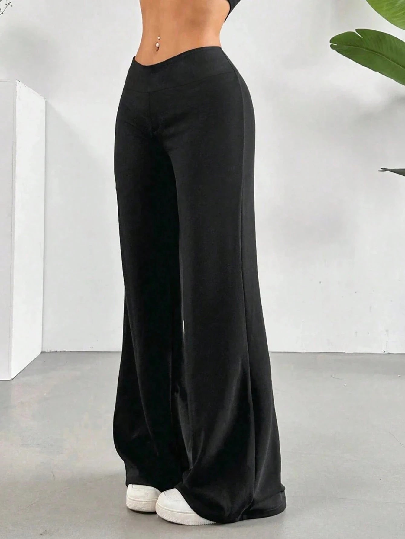 Women's High-waist Wide-leg Pants Solid Color Casual Pants Spring And Summer Fashionable Comfortable Trousers For Daily Wear