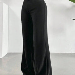 Women's High-waist Wide-leg Pants Solid Color Casual Pants Spring And Summer Fashionable Comfortable Trousers For Daily Wear