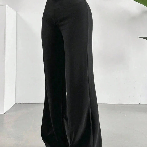 Women's High-waist Wide-leg Pants Solid Color Casual Pants Spring And Summer Fashionable Comfortable Trousers For Daily Wear