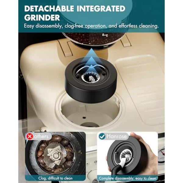 Professional Espresso Machine with Builtin Grinder and 20 Bar Pressure for Home Use Includes Milk Frother Steam Wand for Crafti