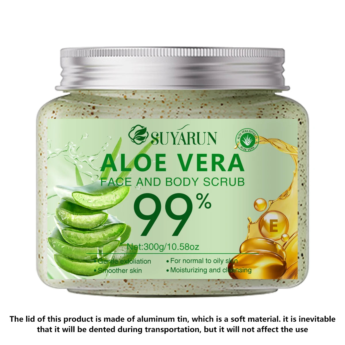 SUYARUN Aloe Vera Body Scrub Exfoliator - Natural Deep Cleansing, Hydrating for Sensitive Skin, Spa Quality Soft Smooth Skin.