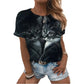 Women's T Shirt Fashion Blouse Short Sleeve T Shirt For Women 3d Cat Print Black Kawaii T Shirt Women's Oversized Summer Top