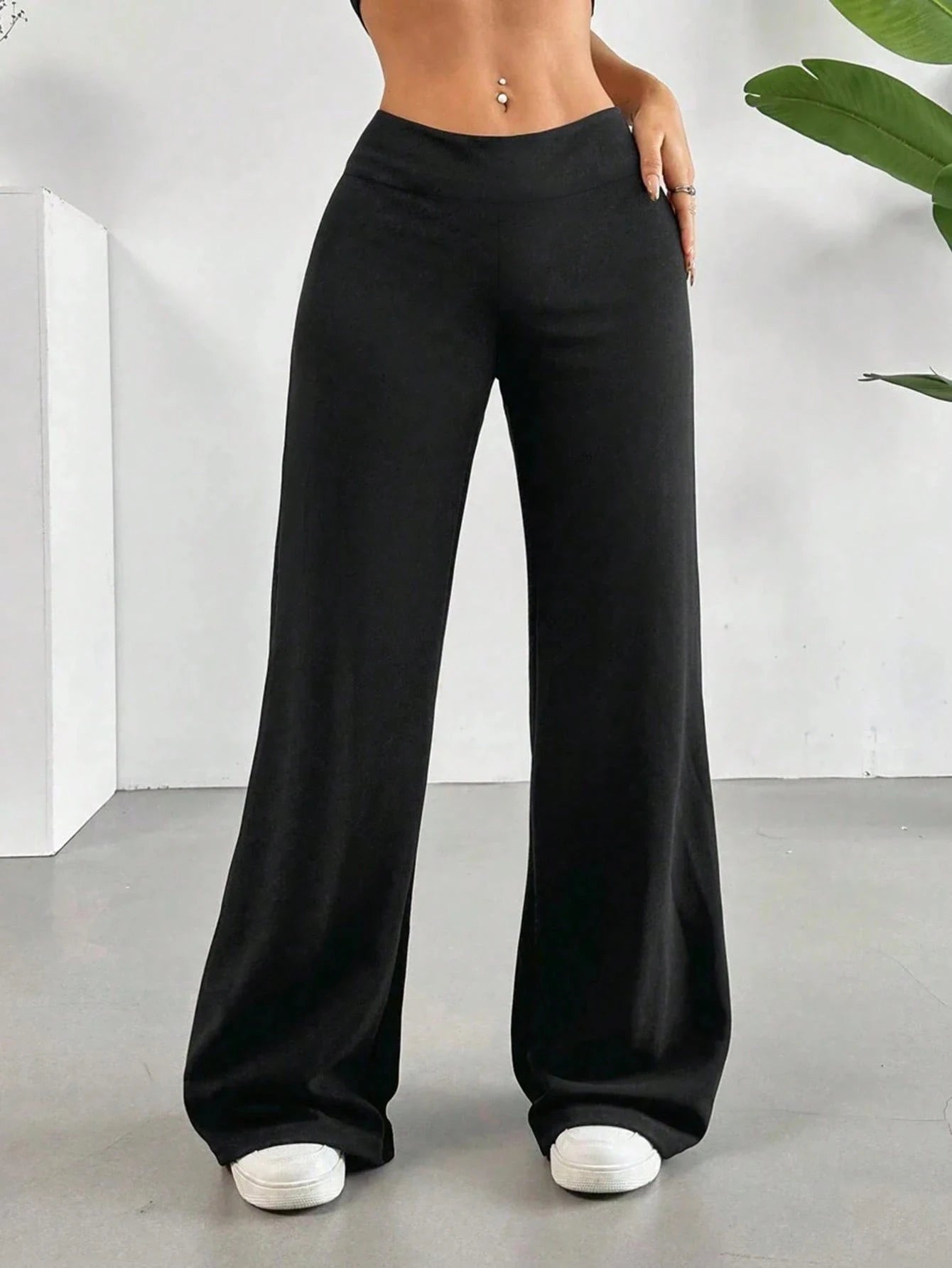 Women's High-waist Wide-leg Pants Solid Color Casual Pants Spring And Summer Fashionable Comfortable Trousers For Daily Wear