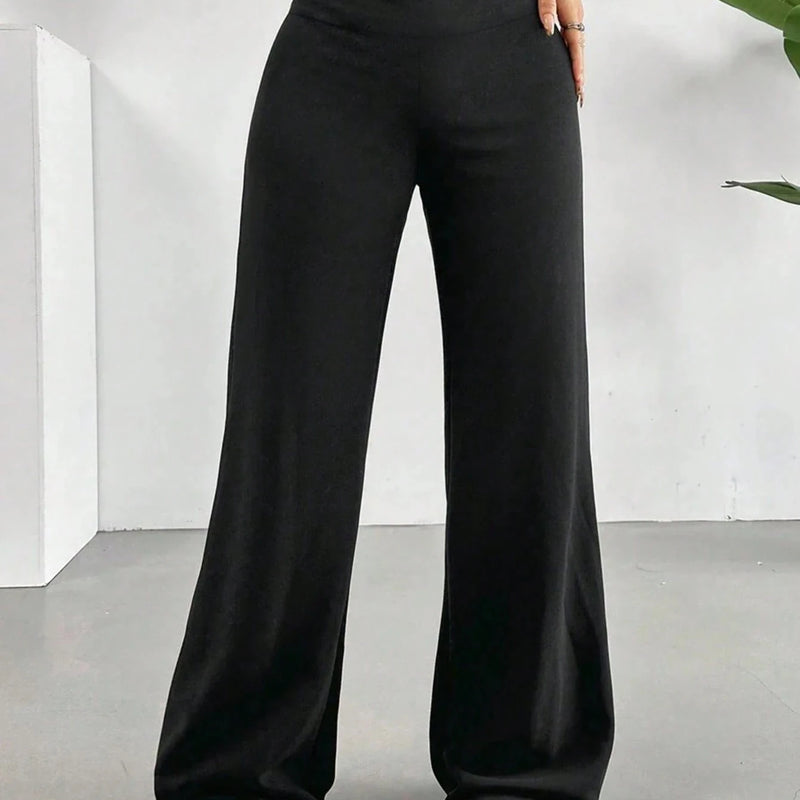 Women's High-waist Wide-leg Pants Solid Color Casual Pants Spring And Summer Fashionable Comfortable Trousers For Daily Wear