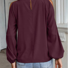 Sexy Off Shoulder Women's Blouse 2023 Spring Autumn Long Sleeve Casual Loose Shirt Black Green Tops Office Ladies Blouses