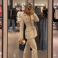 Women's Blazer New Spring Elegant Casual Office Lady White Jacket Coat Fashion Leg Trousers Pant Suit
