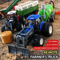 Rc Car 1:24 Alloy Remote-Controlled Tractor Toy With Headlights Simulation Electric Farm Truck Toy Set Child Outdoors Toys Gifts