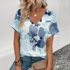 Women's T-Shirt Summer V-Neck T Shirt For Women Daily Fashion Short Sleeve Casual T-Shirt 3d Print Female Clothes