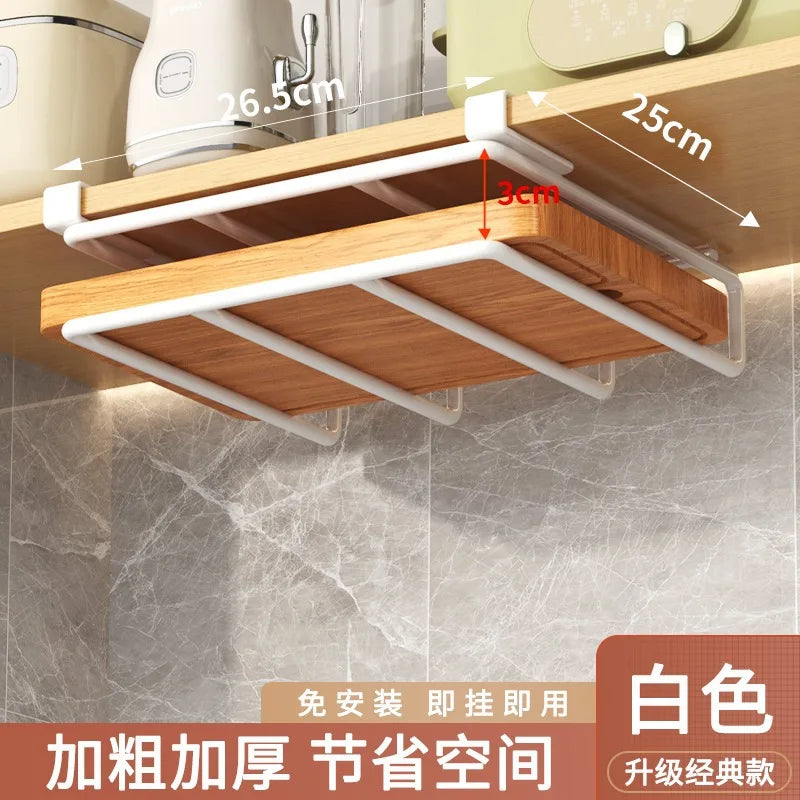 DecorBites™ Kitchen Rack: Cupboard Paper Towel Rags Hanger with Hooks