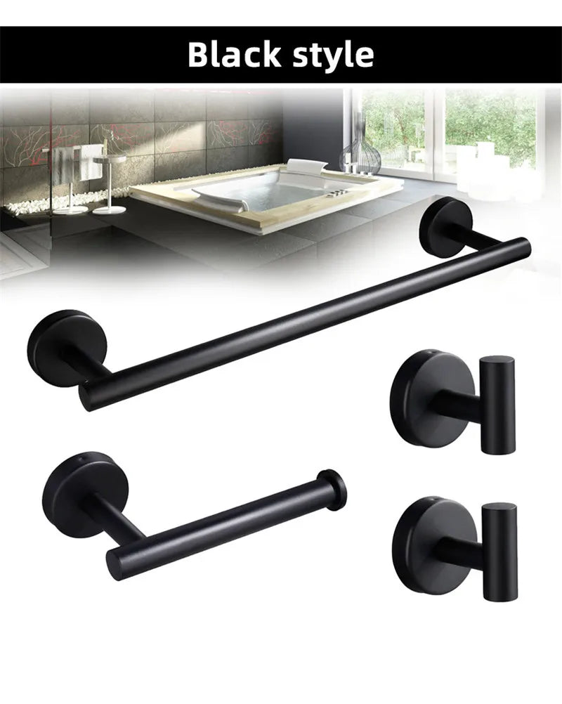 DecorBites™ Brushed Gold Bathroom Hardware Set: Towel Holder, Paper Holder, Robe Hook