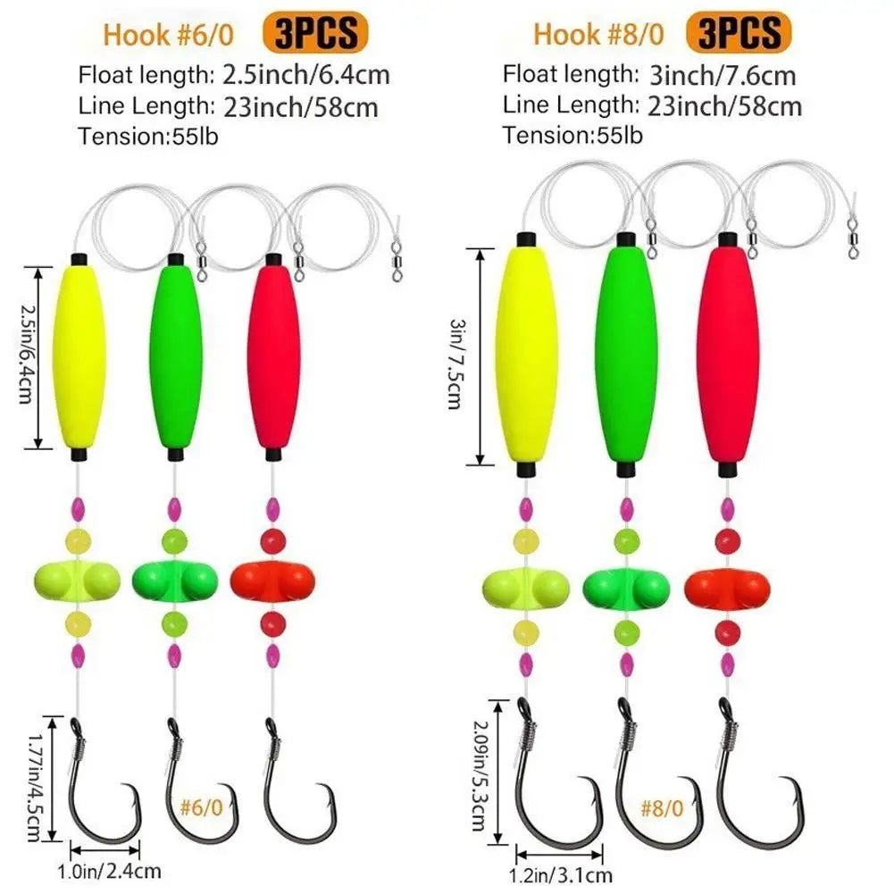 3pcs Catfish Rigs Catfish Float With Hook for Catfish Crappie Trout Fishing Tackle Accessories Equipment
