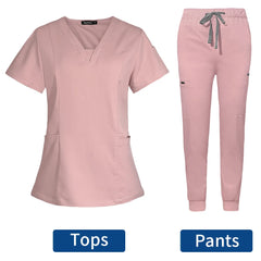 Short Sleeve Scrubs Surgical Nursing Uniforms Nurse Women V-neck Pocket Workwear Dentist Medical Uniforms Men Clinic Scrub Suit