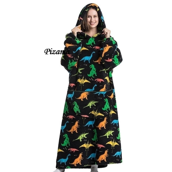 Sweatshirt Women Plus Size Clothes Blue Extra Long Winter Warm Tv Blankets Wearable Sherpa Oversized Hoodies Winter Clothes