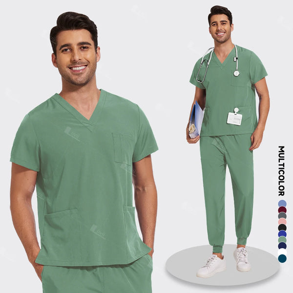 New Lightweight Anti-wrinkle Surgical Uniform Woman Men Medical Nurse Scrub Set Soft Breathable Jogger Nursing Clinical Workwear