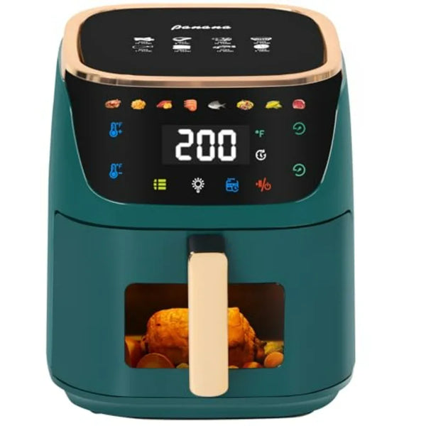 8QT Large Air Fryer with 8 Preset Menus One-Touch Digital Control Touchscreen Display Nonstick Green Finish Dishwasher Safe Com