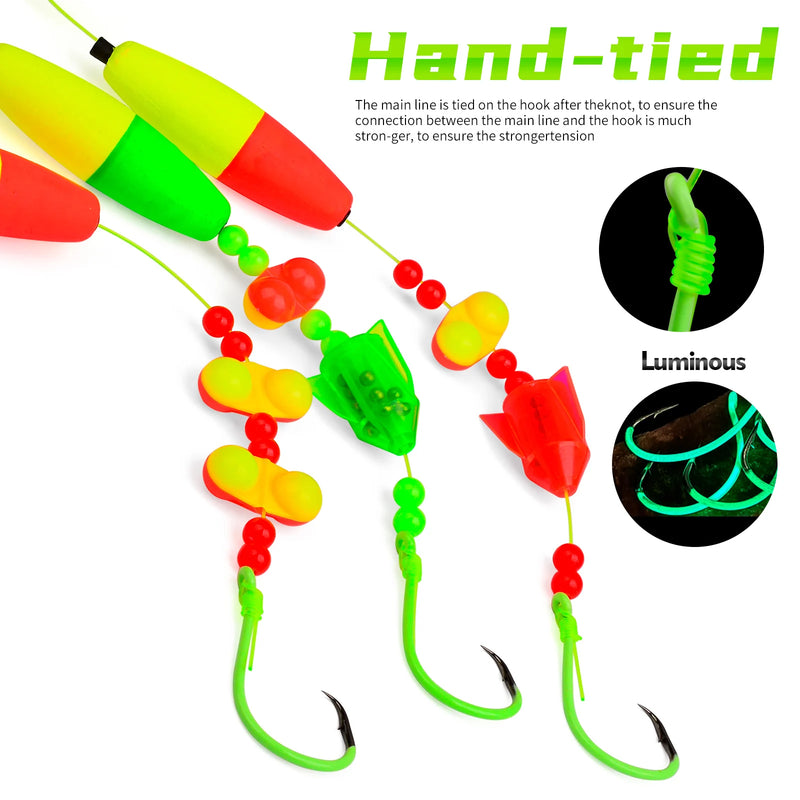 PROBEROS 5pcs Catfish Float Rigs with Rattler 6/0-10/0 Hooks Noise-Attracting Catfishing Equipment for Freshwater Lake Fishing