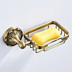 DecorBites™ Brass Bathroom Hardware Set: Shelf, Toilet Brush Holder, Paper & Towel Holder