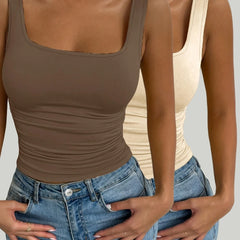 Fashion casual women's blouse with square neckline and two-piece set