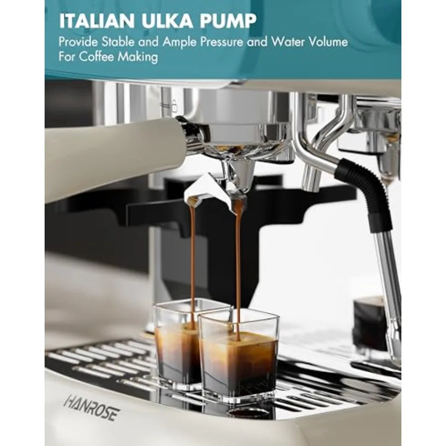 Professional Espresso Machine with Builtin Grinder and 20 Bar Pressure for Home Use Includes Milk Frother Steam Wand for Crafti