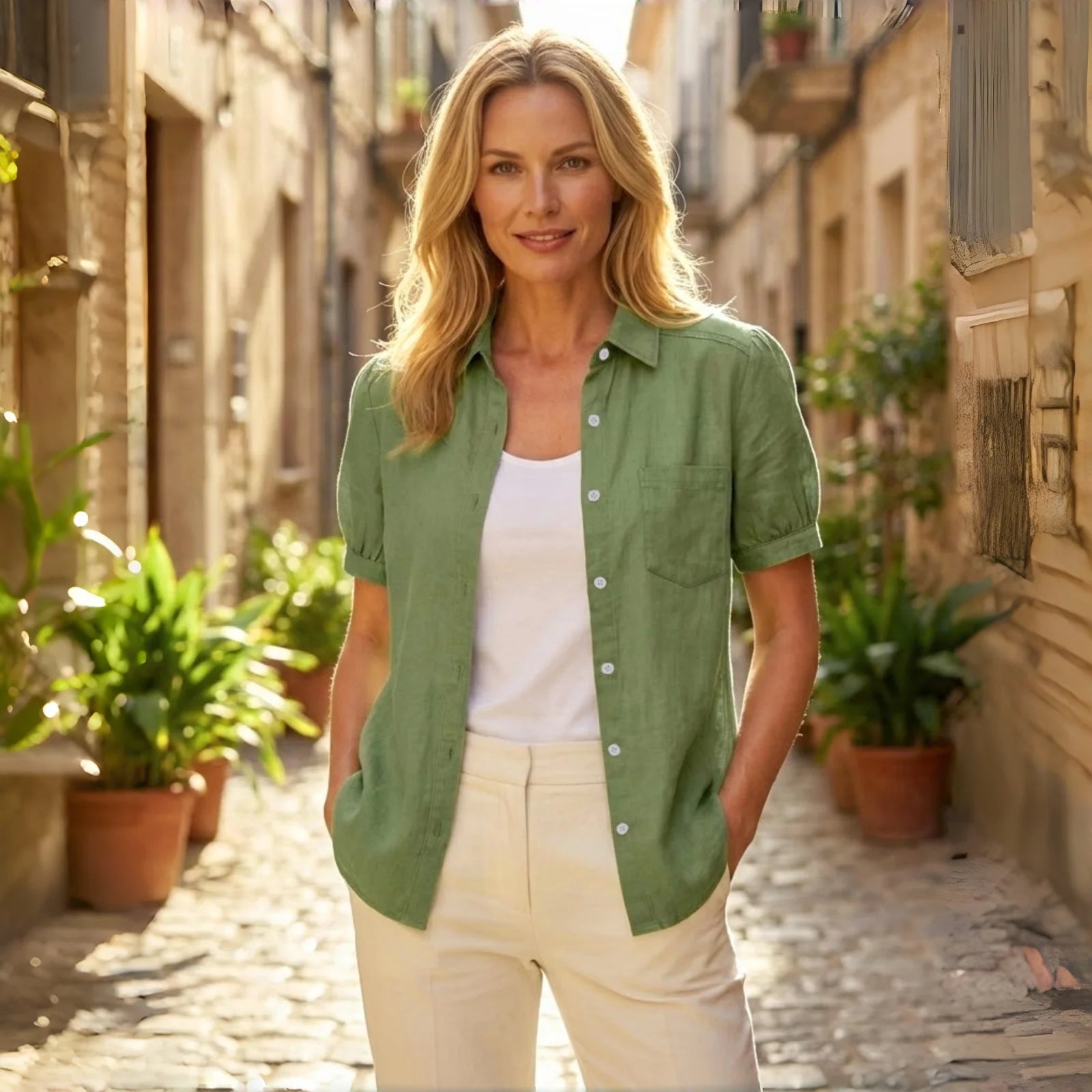 Women's Minimalist Button Down Shirt Spring Summer Lightweight Breathable Blouse Loose Fit Office Wear Tops 2025 New Arrival